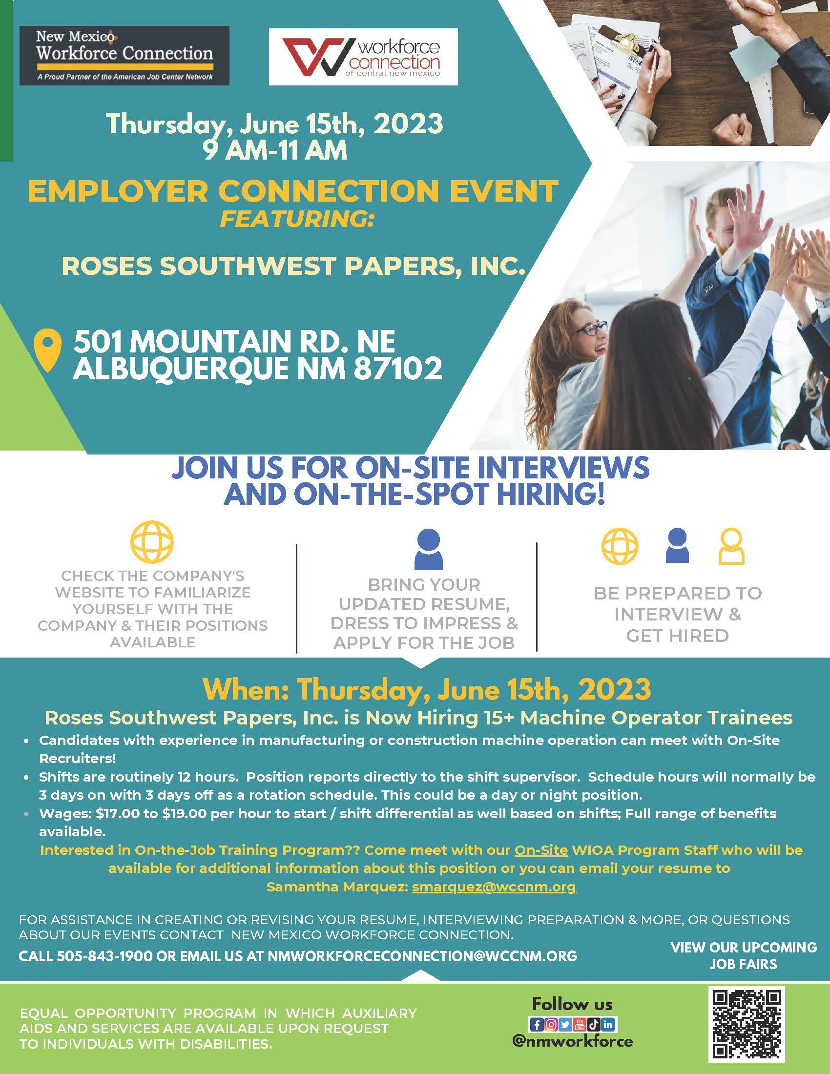 Employer Connection Event flyer