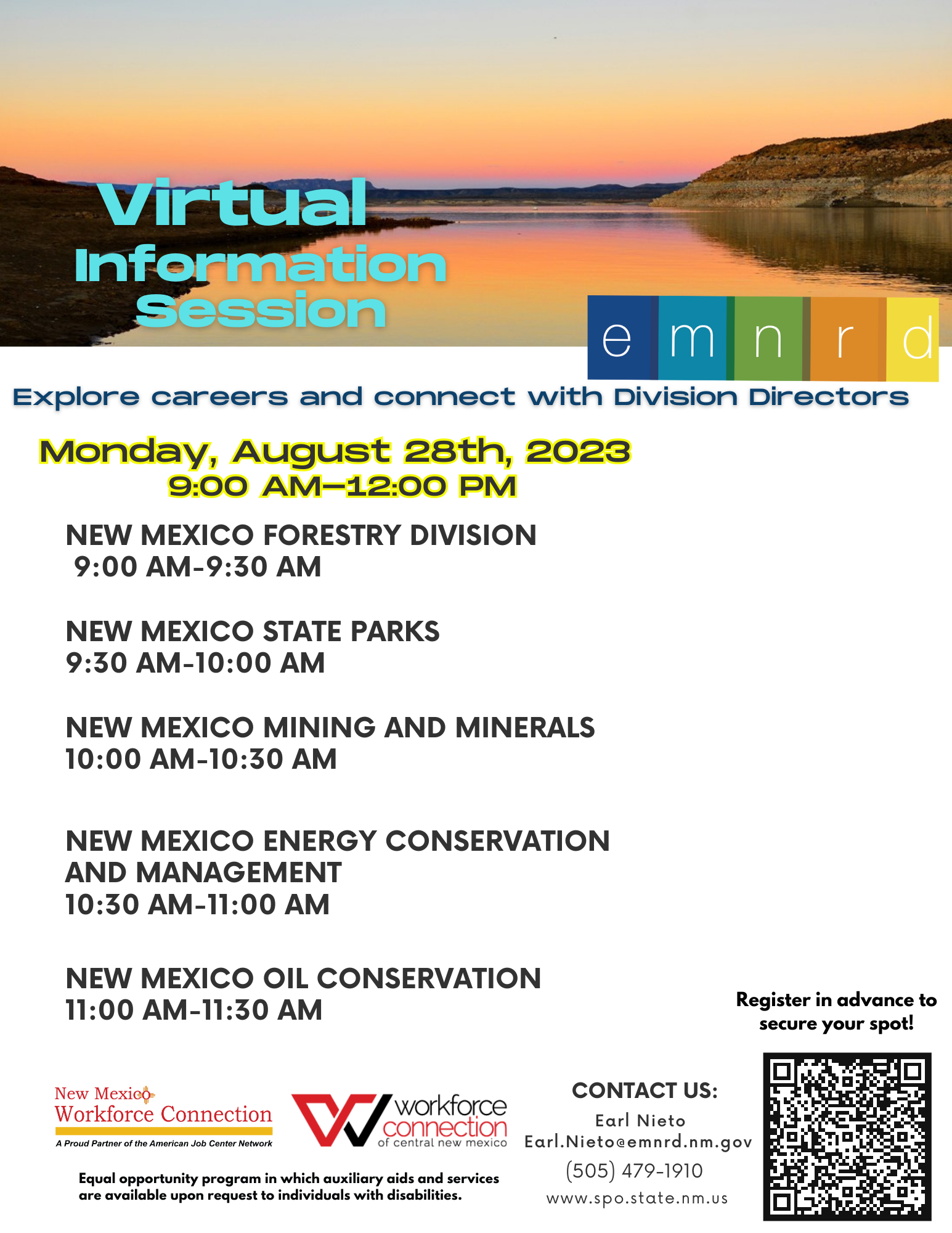 EMNRD Virtual Information Session flyer