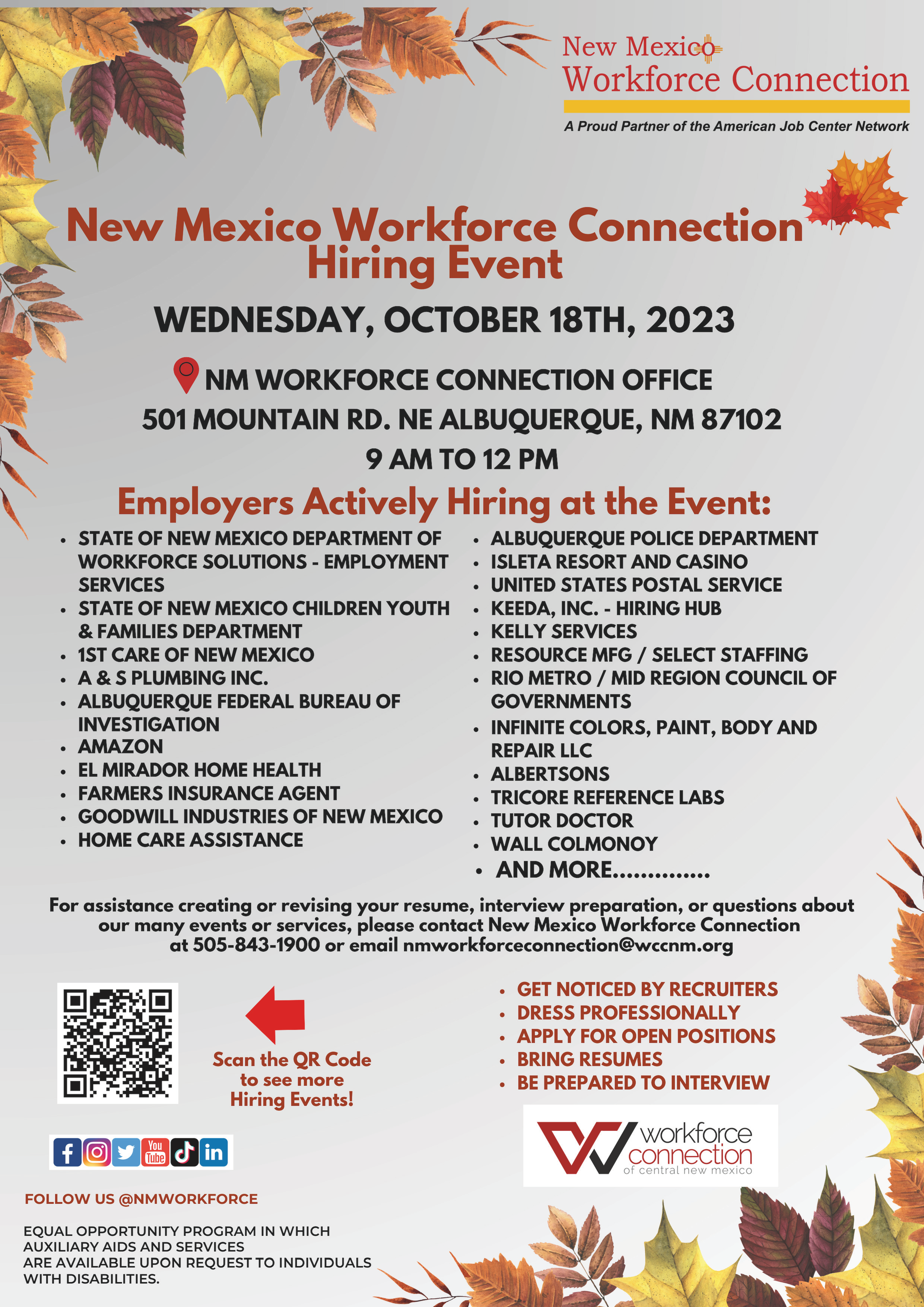 NM Workforce Connection Hiring Event flyer
