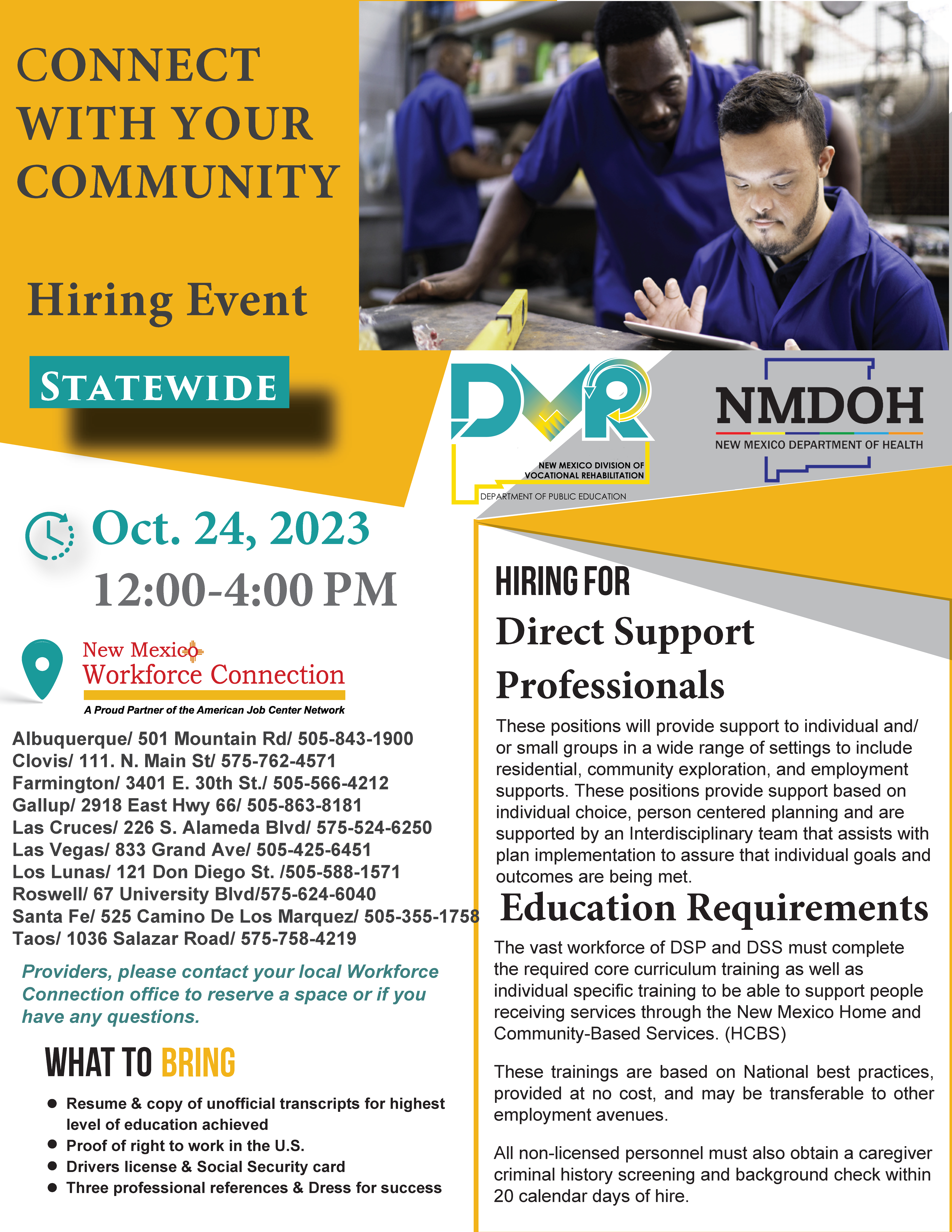 Connect with Your Community Hiring Event flyer