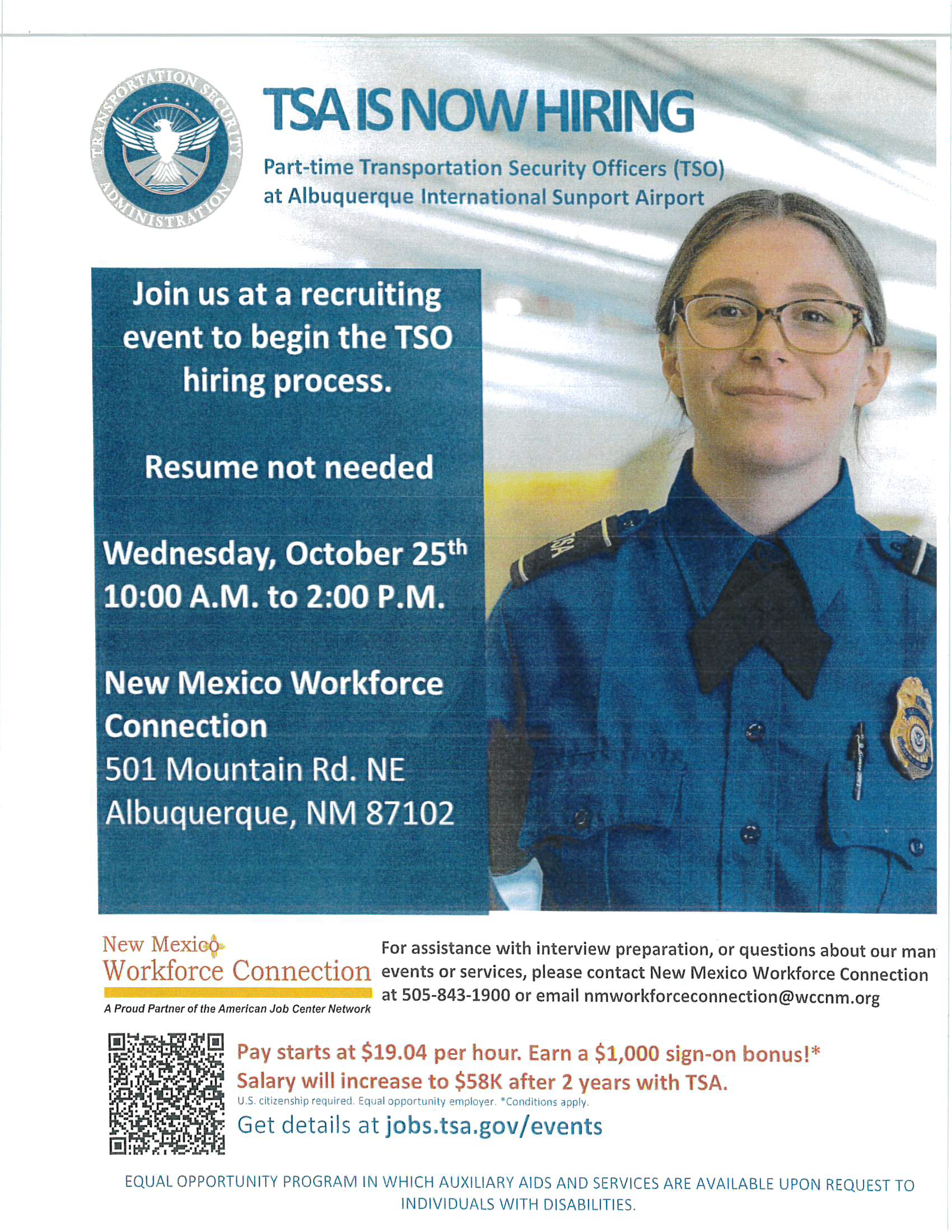 TSA is now hiring flyer