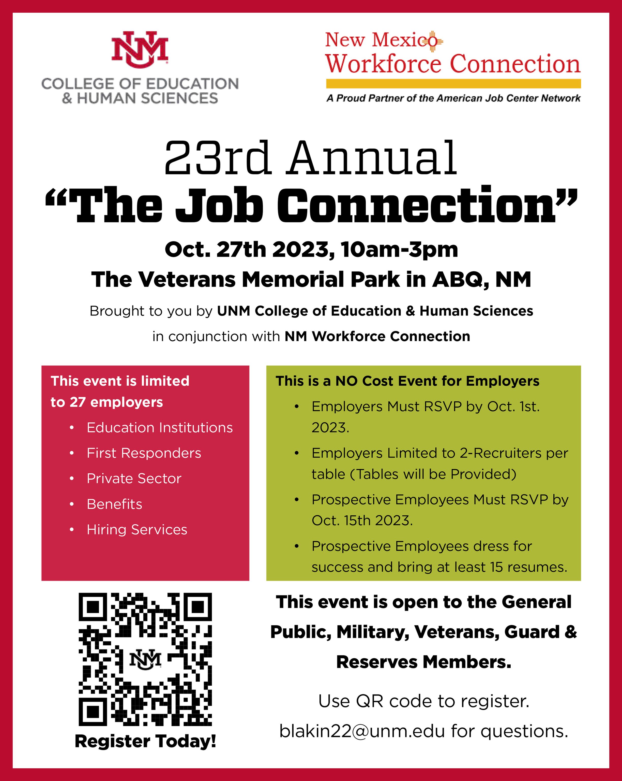 23rd Annual The Job Connection flyer