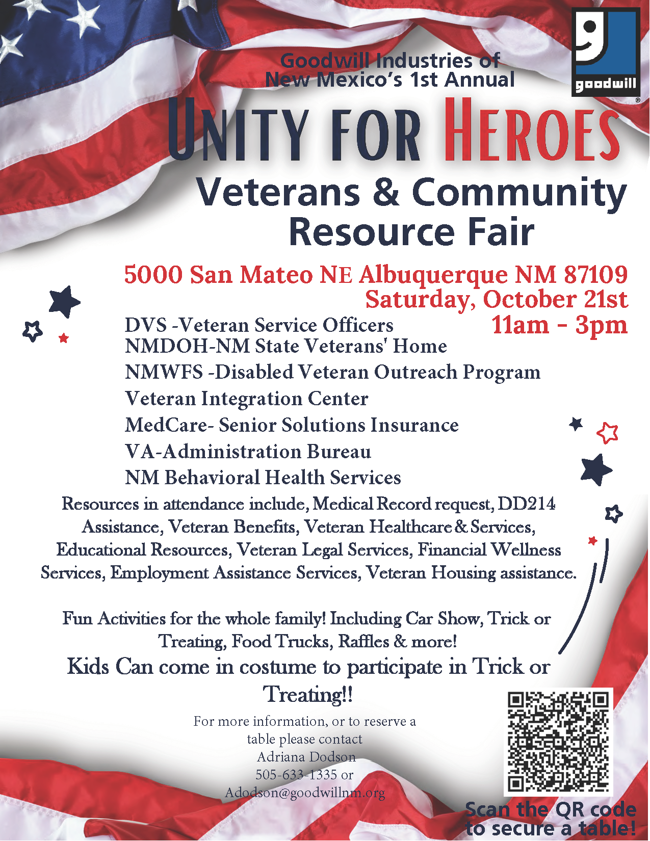 Goodwill Unity for Heroes flyer