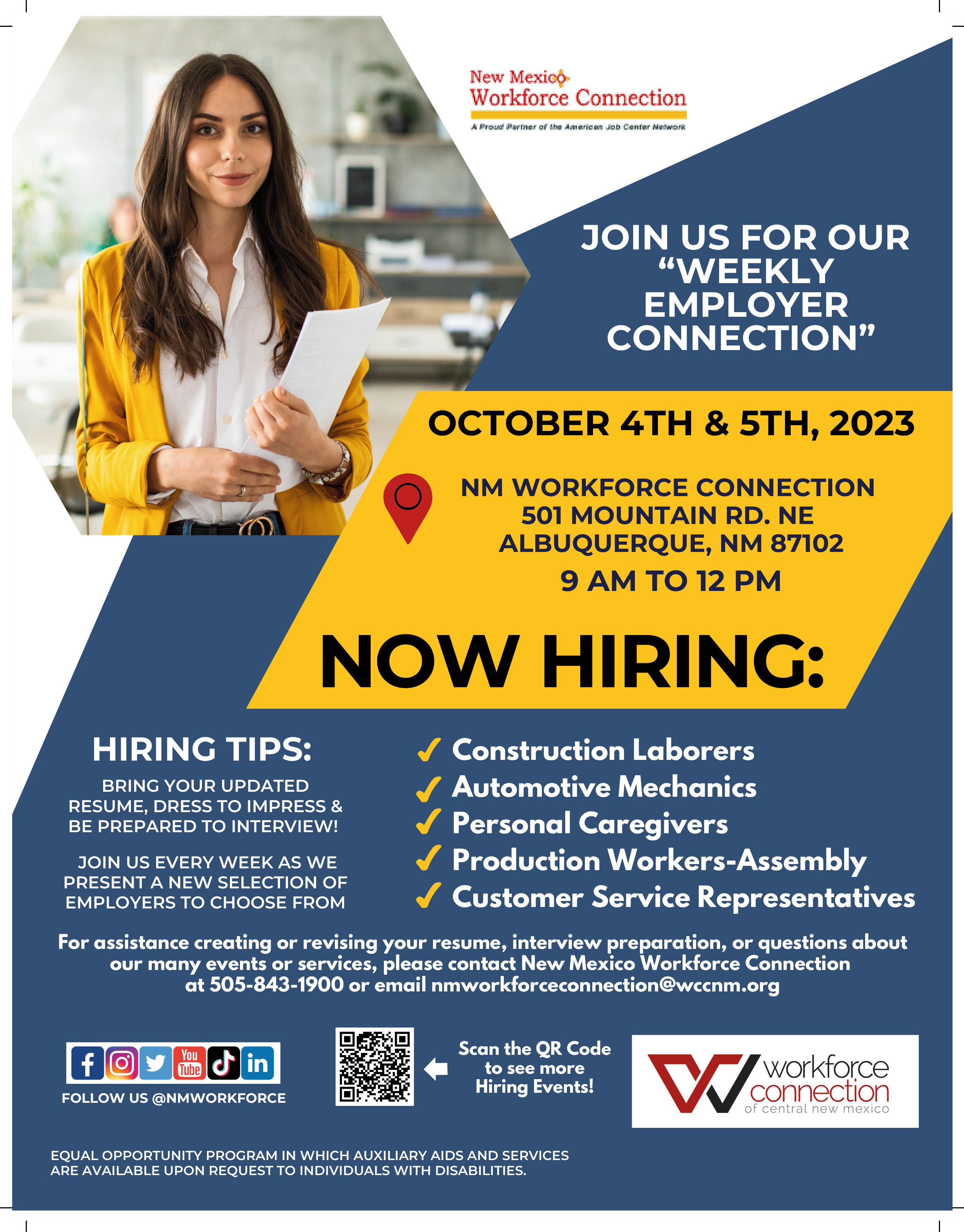 NM Workforce Connection Weekly Employer Connection flyer