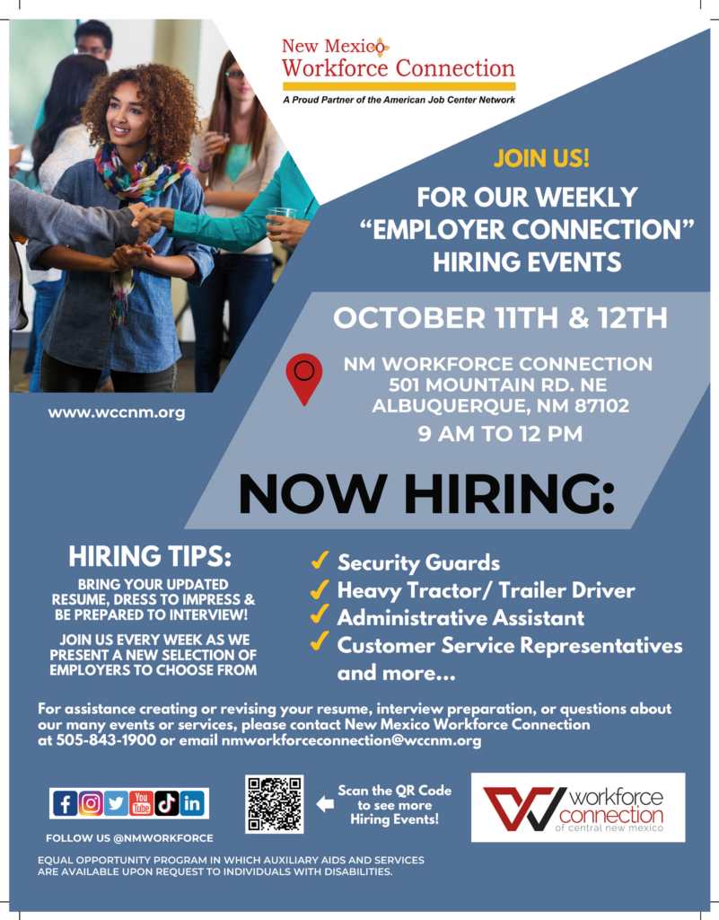 Weekly Employer Connection - Workforce Connection of Central New Mexico