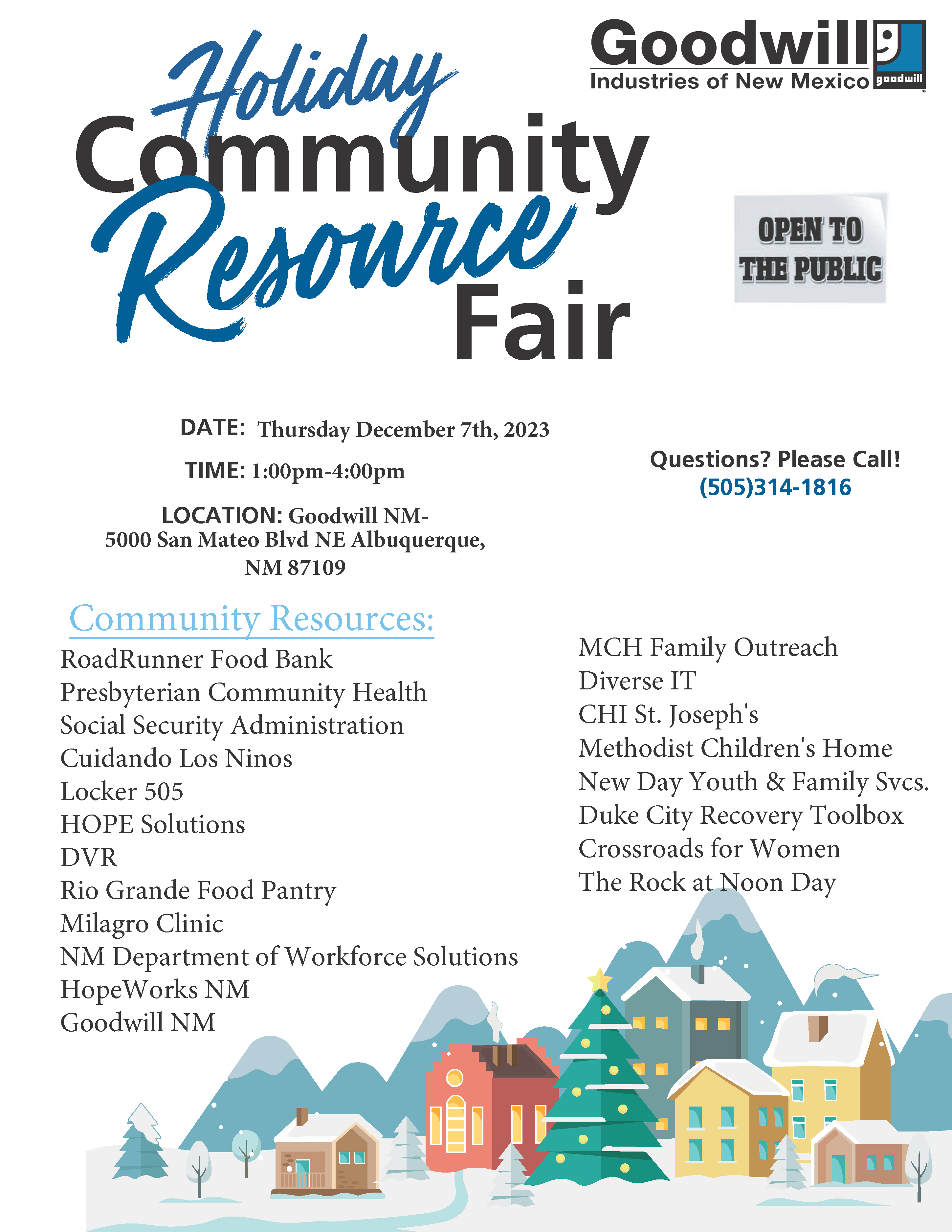Goodwill Holiday Community Resource Fair flyer