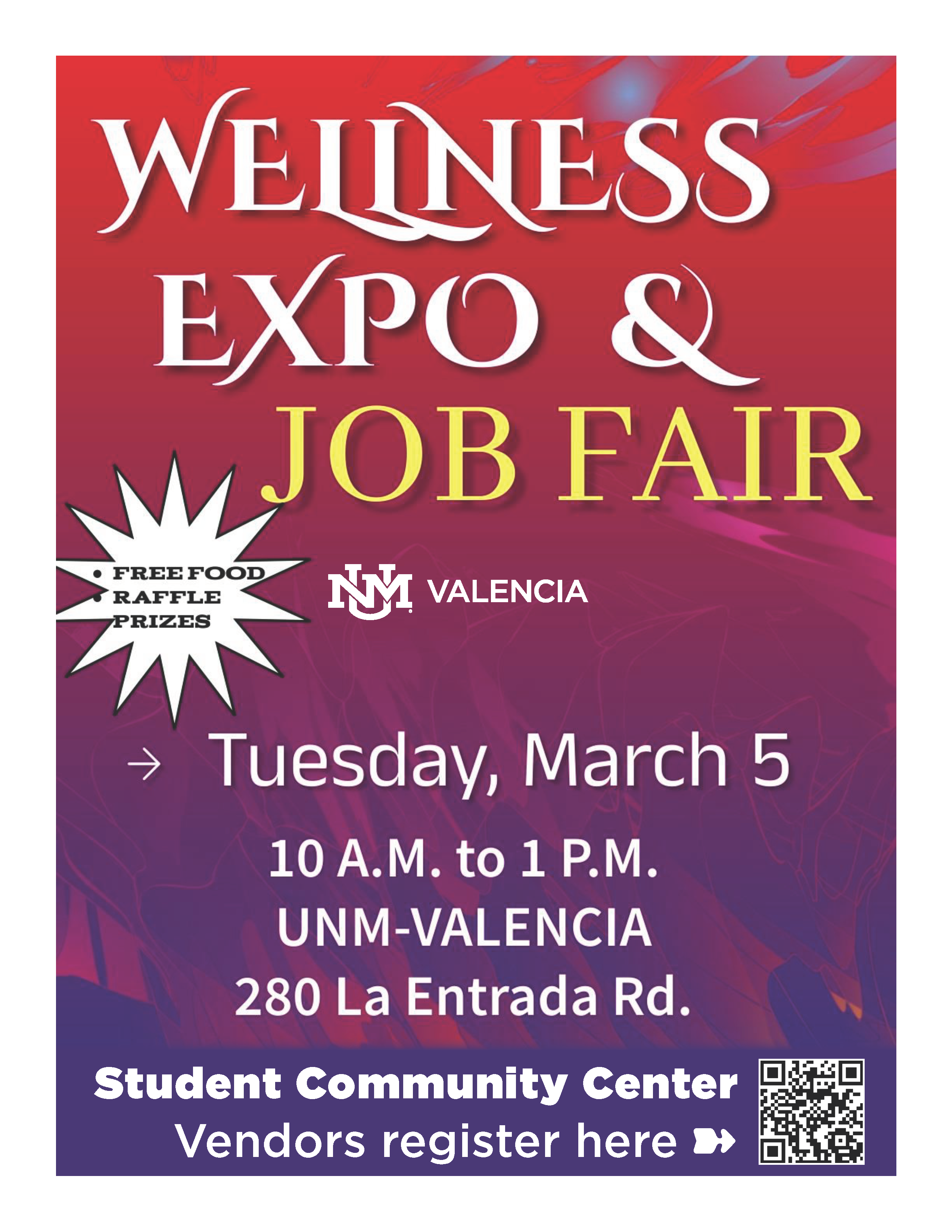 Wellness Expo and Job Fair UNM Valencia flyer