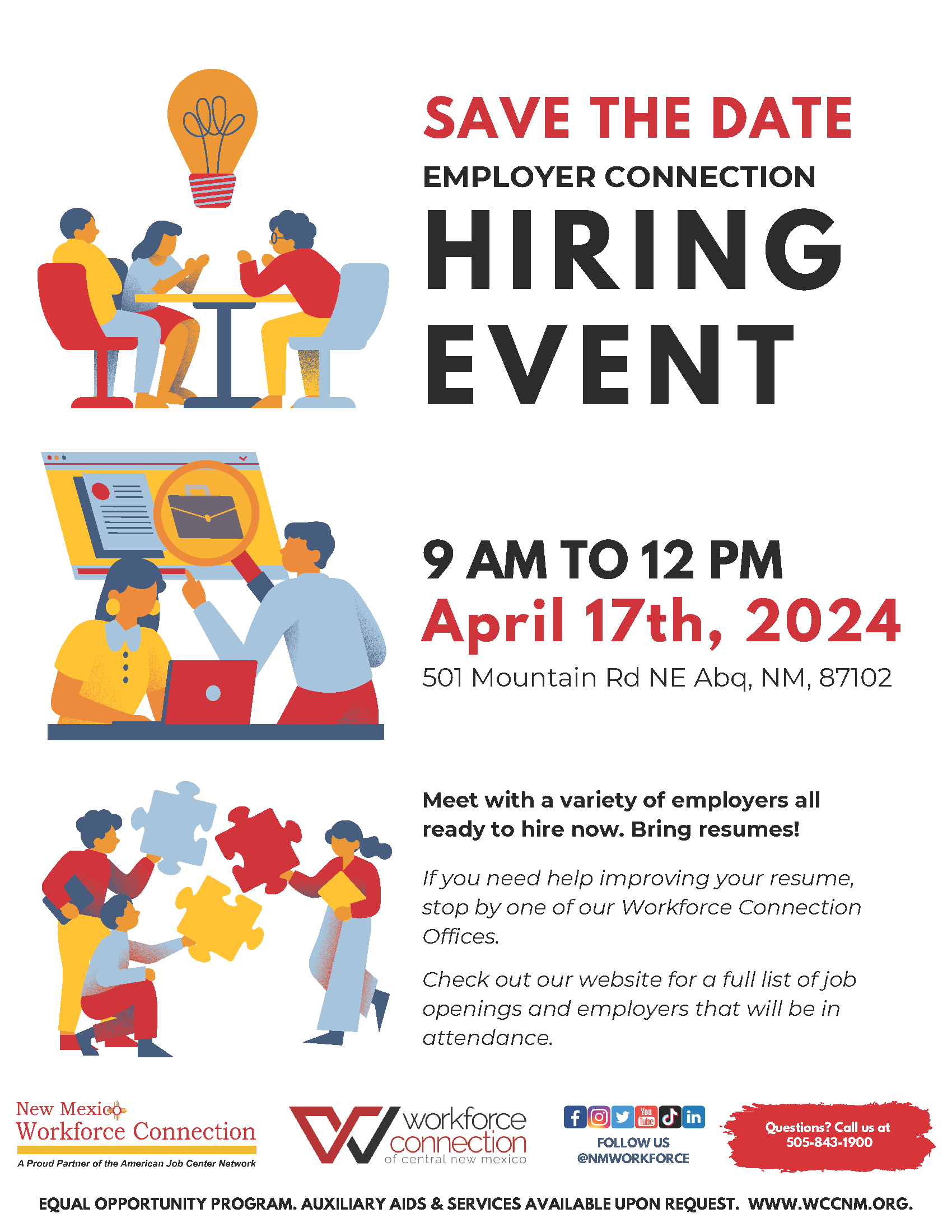 Save the Date Employer Connection Hiring Event flyer