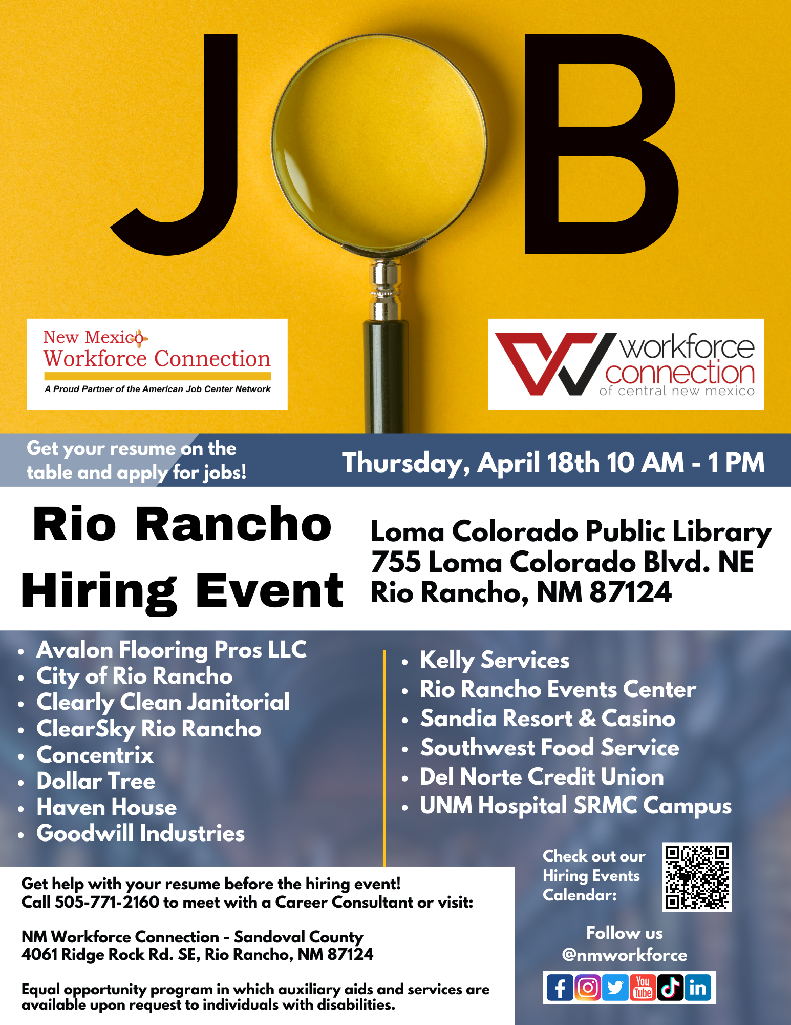Rio Rancho Hiring Event flyer