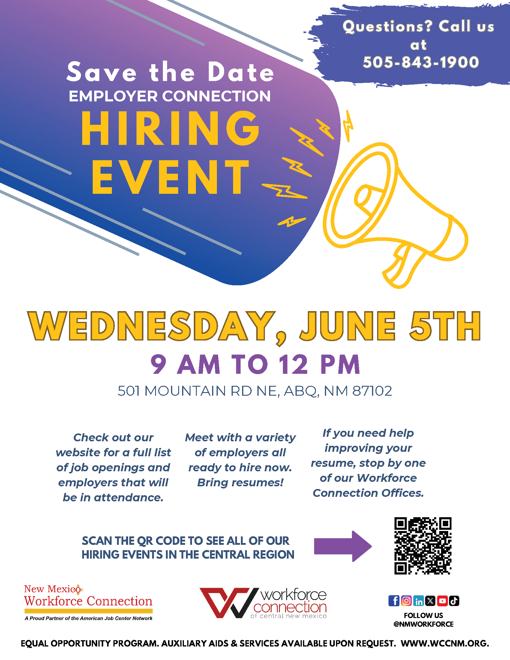 Save the Date Employer Connection Hiring Event Flyer