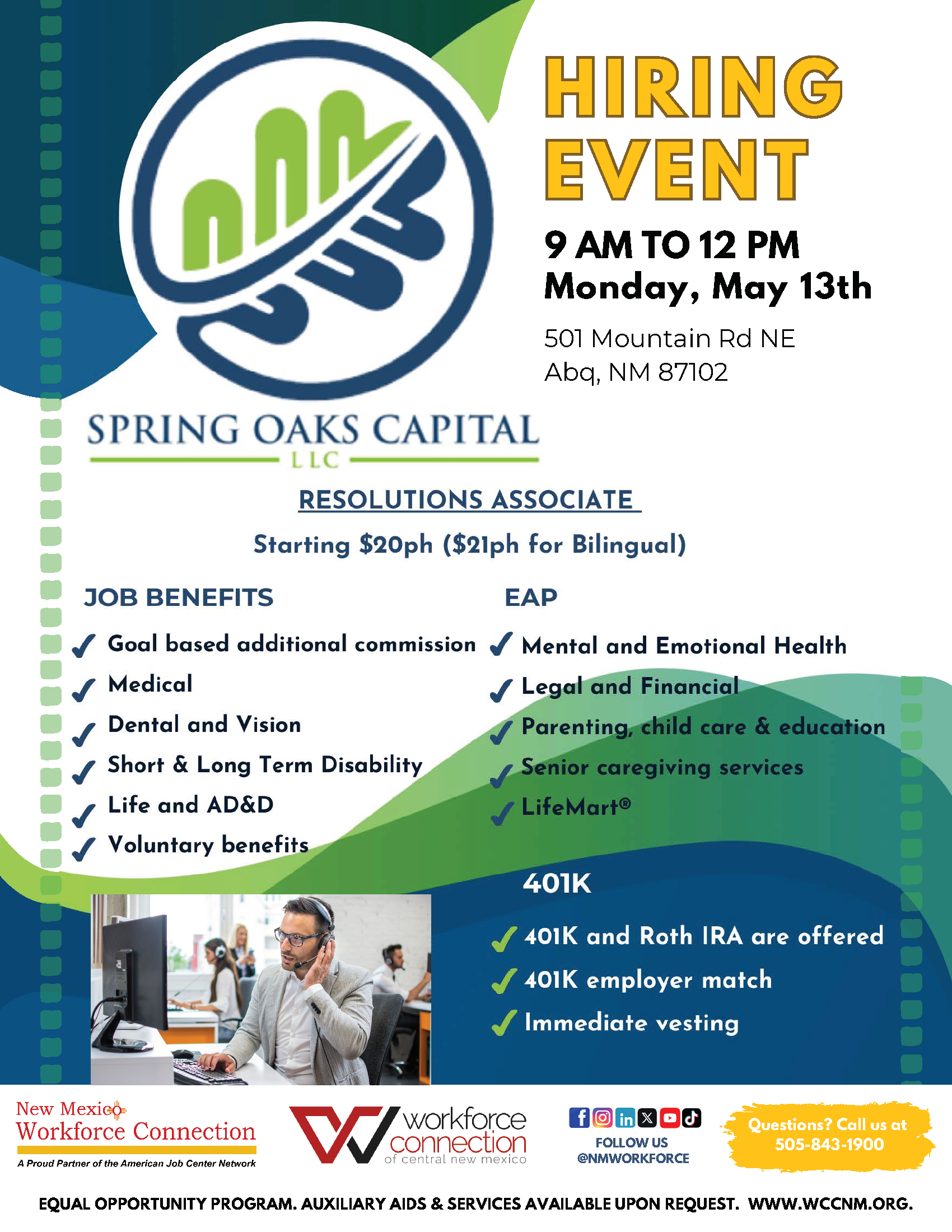 Spring Oaks Capital Hiring Event Flyer