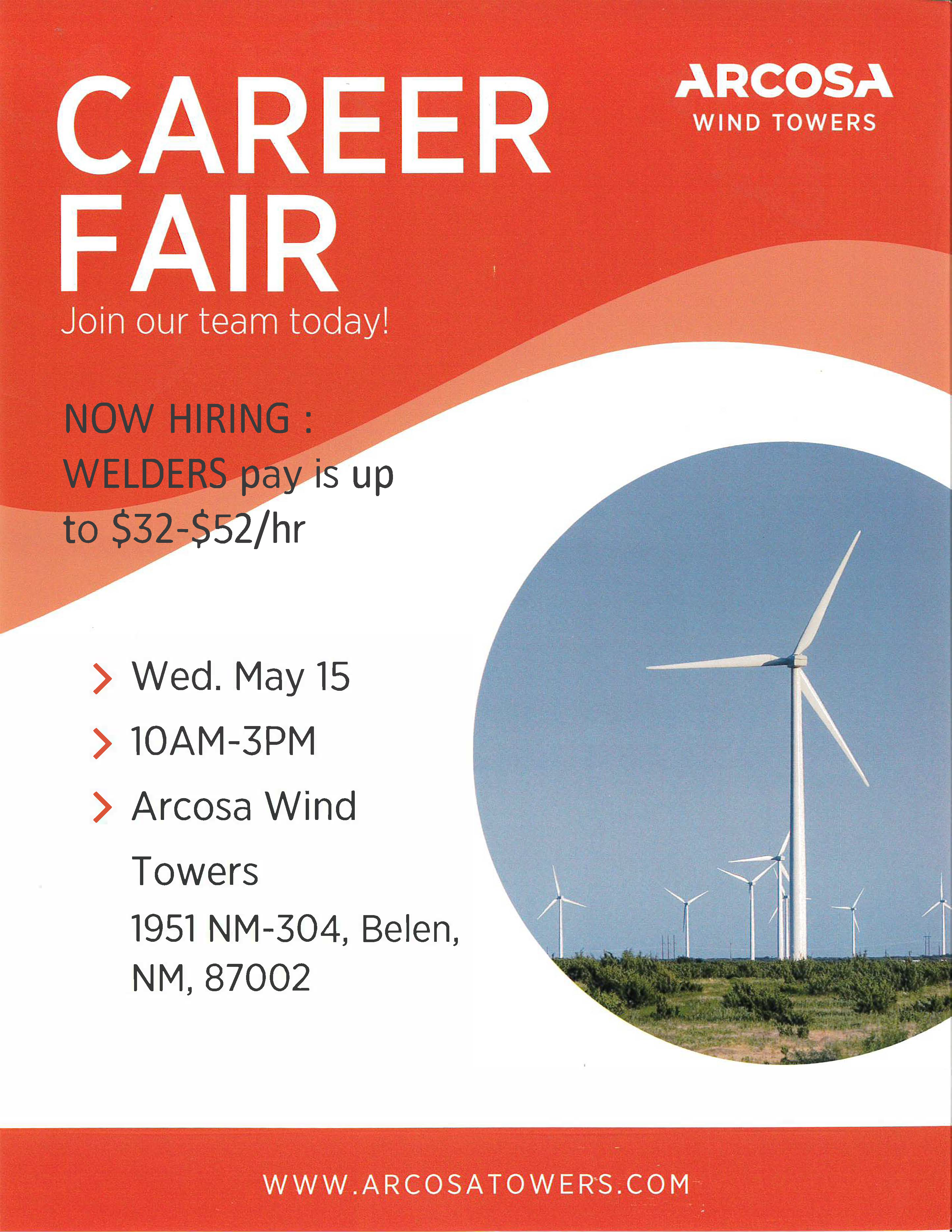 Arcosa Wind Towers Career Fair Flyer