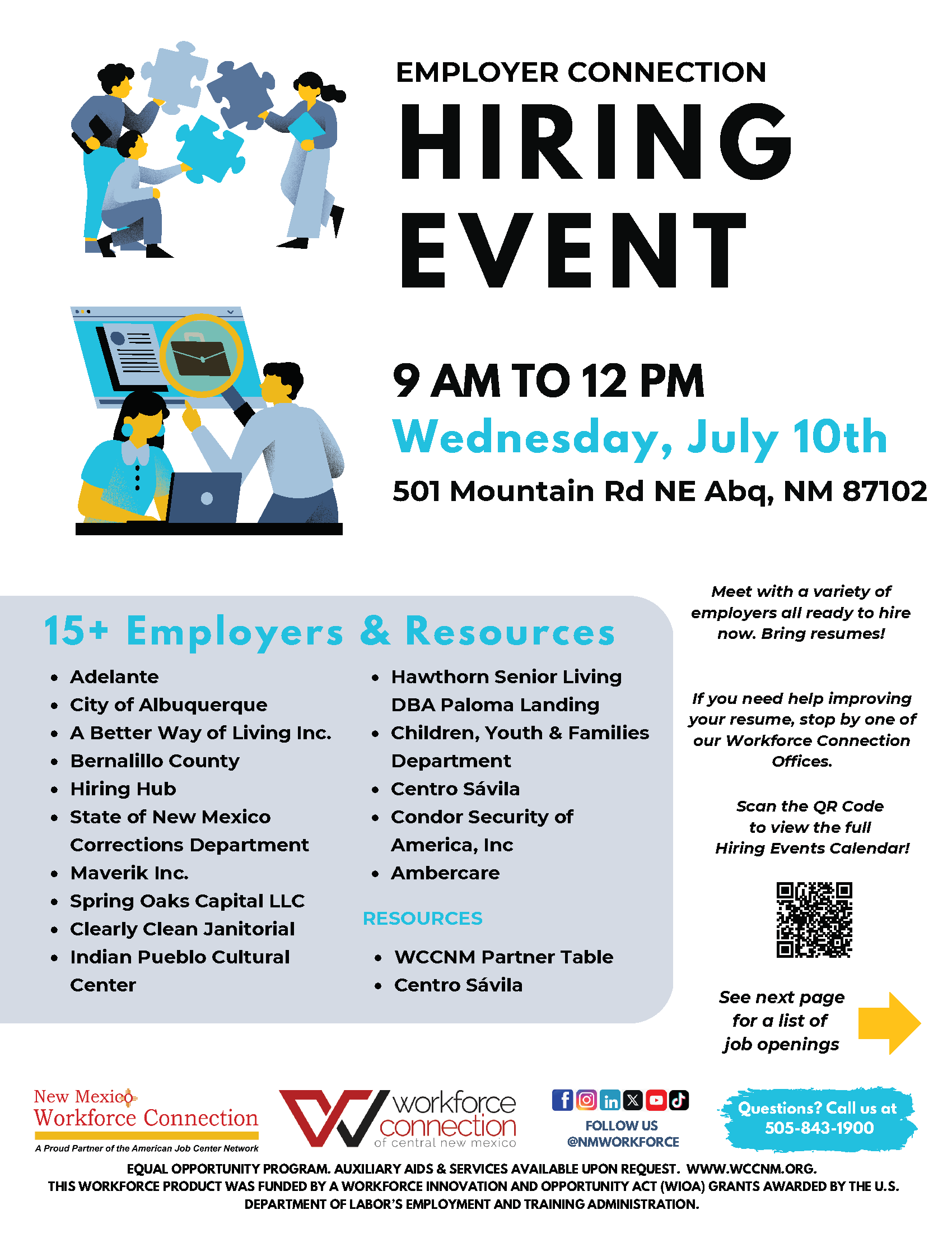 Employer Connection Hiring Event on Wednesday, July 10th