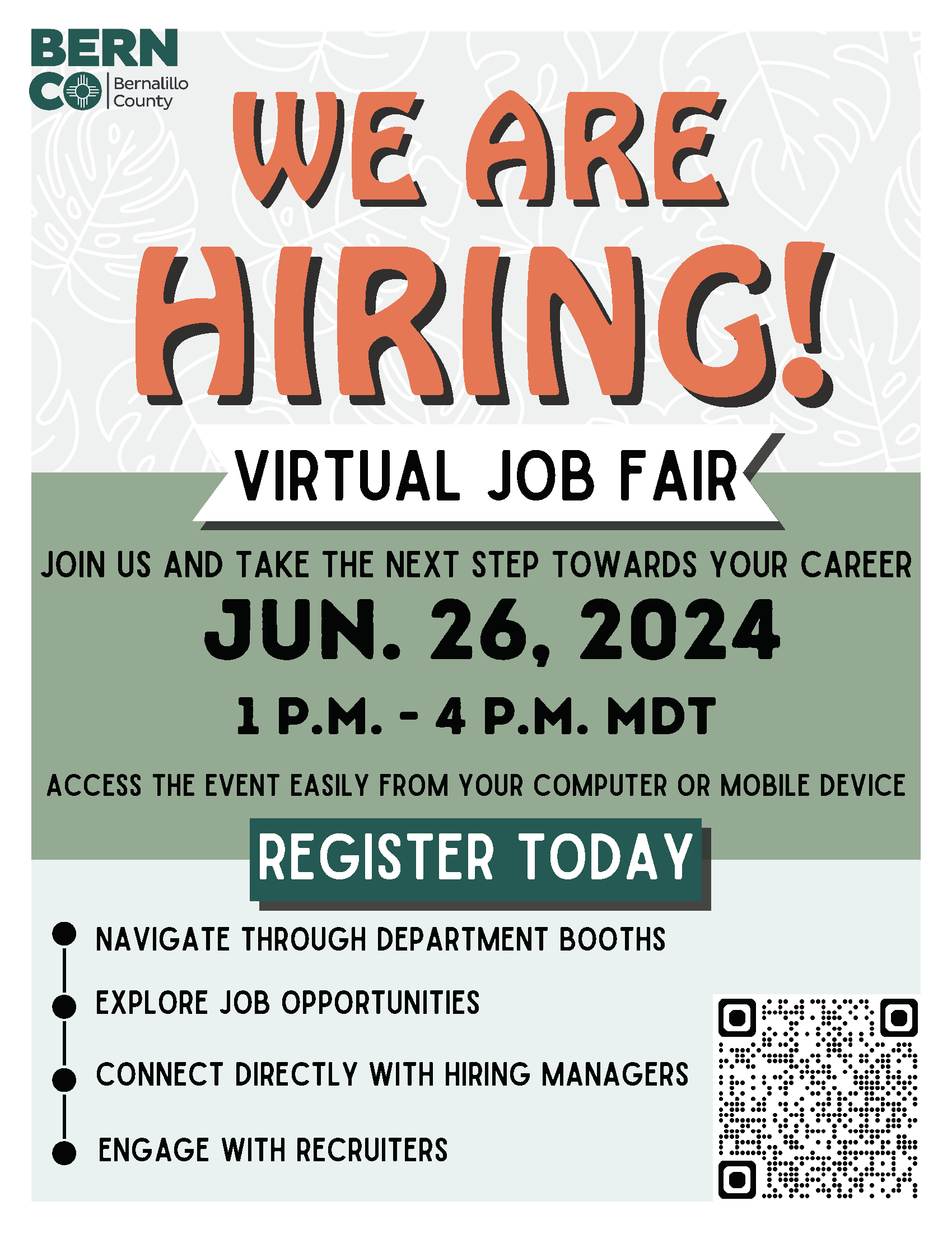 BernCo Virtual Job Fair June 26th, 2024 - Flyer
