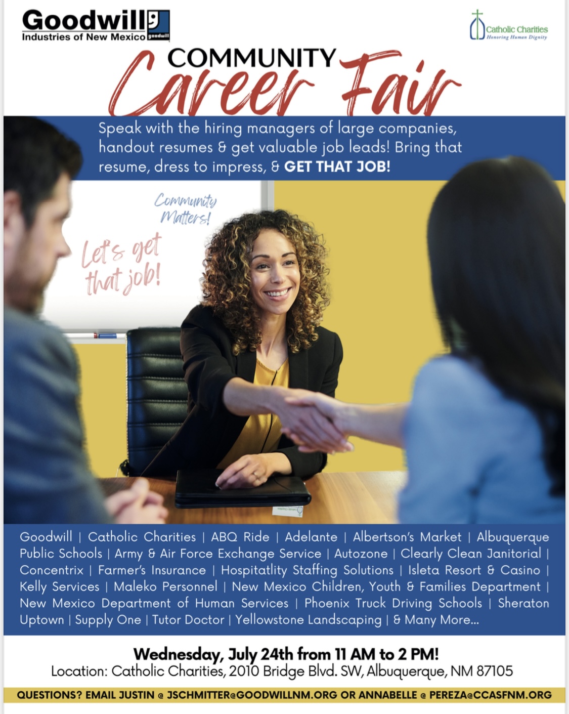 Goodwill of New Mexico Community Career Fair - Wednesday, July 24th - Flyer